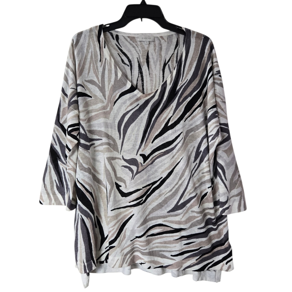 Kinross V-Neck Linen Print Tunic Top